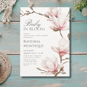 Invitation Rouge Prépa Floral Magnolia Bébé Fleurit Douche
