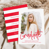 Invitation Rouge | Preppy Script Photo Graduation Party