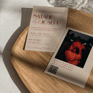 Invitation Rouge Profond Fantaisiste Code QR Moderne Photo Ma