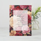 Invitation Rouge profond, rose Dusty et Mariage d'or antique (Debout devant)