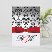 INVITATION ROUGE RIBBON BLACK DOMMASK MONOGRAM (Debout devant)