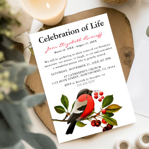 Invitation Rouge Robin Célébration de la vie de l'oiseau pr