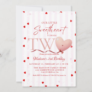 Invitation Rouge Rose Cœur Saint-Valentin Anniversaire Chéri