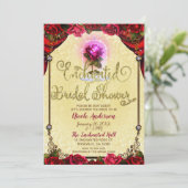 Invitation Rouge Rose Enchantée Beauté Baby Shower de Mariée (Debout devant)