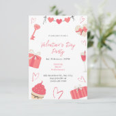 Invitation Rouge rose mignon simple Illustré Saint-Valentin (Debout devant)