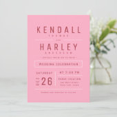 Invitation Rouge rose moderne Typographie simple Mariage phot (Debout devant)