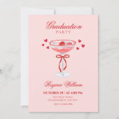 Invitation Rouge rose noeud mignon cocktail de remise de dipl (Devant)