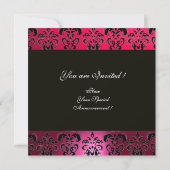 Invitation ROUGE ROSE NOIR DAMASQUE MONOGRAMME fuchsia blanc (Dos)