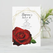 Invitation Rouge Rose or Géométrique Glam Sweet 16 Partie (Debout devant)