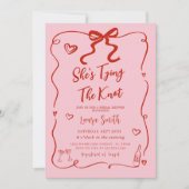 Invitation Rouge rose rétro Elle noue la Fête des mariées de  (Devant)