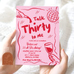 Invitation Rouge rose Retro Vintage Illustré 30e anniversaire<br><div class="desc">Vintage rouge rose Retro illustré 30e anniversaire Invitation</div>