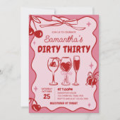 Invitation Rouge rose roux rousse Trente Anniversaire (Devant)