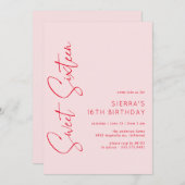 Invitation Rouge rose vif Script doux 16 Anniversaire (Devant / Derrière)