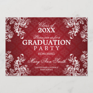 Invitation Rouge royal vintage de rouleau d'obtention du