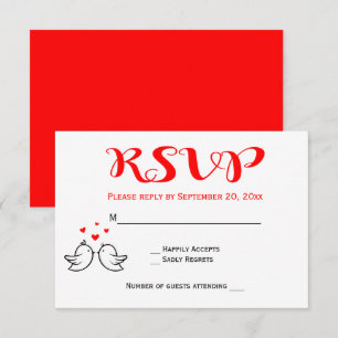 Invitation Rouge RSVP Inséparables Mariage Fiançailles Cœurs 