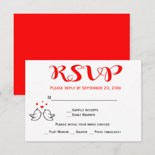 Invitation Rouge RSVP Inséparables Mariage Fiançailles Cœurs
