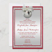 Invitation Rouge Ruby Classé & Mariage de Noël Sparkly Bauble (Devant)