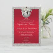 Invitation Rouge Ruby Classé & Mariage de Noël Sparkly Bauble (Debout devant)