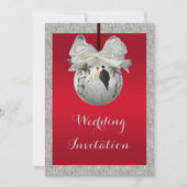 Invitation Rouge Ruby Classé & Mariage de Noël Sparkly Bauble (Devant)