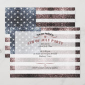 Invitation Rouge rustique Blanc Bleu Étincelles Drapeau USA 4 (Devant / Derrière)
