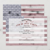 Invitation Rouge rustique Bleu Blanc Bois drapeau USA Amériqu (Devant / Derrière)
