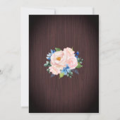 Invitation Rouge Rustique Bleu Chaîne Lumière Mariage en bois (Dos)