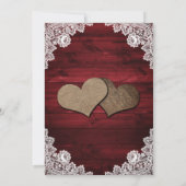 Invitation Rouge Rustique Bois Burlap Dentelle Mariage (Dos)