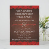 Invitation Rouge rustique et Mariage Brown (Debout devant)