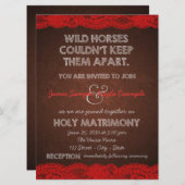 Invitation Rouge rustique et Mariage Brown (Devant / Derrière)