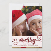 Invitation Rouge rustique Holly avec vacances de Noël photo (Devant)
