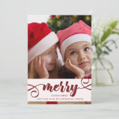 Invitation Rouge rustique Holly avec vacances de Noël photo (Debout devant)