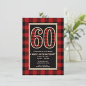 Invitation Rouge Rustique Plaid Buffalo Noir 60e 60 Anniversa (Debout devant)