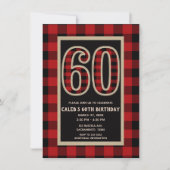 Invitation Rouge Rustique Plaid Buffalo Noir 60e 60 Anniversa (Devant)