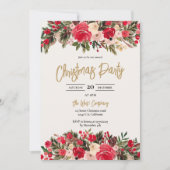 Invitation Rouge rustique vert Floral hiver Entreprise Noël (Devant)