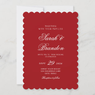 Invitation Rouge Saint-Valentin Minimaliste Écriture Mariage