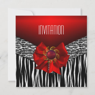 Invitation rouge sauvage noir blanc