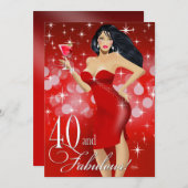 Invitation Rouge scintillant fascinant de l'anniversaire | de (Devant / Derrière)