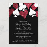 Invitation Rouge sur Black Faux Parties scintillant Las Vegas<br><div class="desc">Cette faire-part de mariage est dotée d'une élégante typographie et d'un graphisme d'accents de costumes de cartes en parties scintillant blanche et rouge cerise. Parfait pour un mariage de Las Vegas dans une petite chapelle au large de la bande, tout ce dont vous avez besoin est l'amour et un témoin...</div>