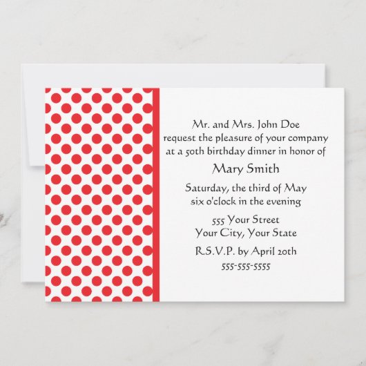 Invitation Rouge sur point Polka blanc (Devant)