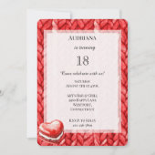 Invitation Rouge Sweat Heart Macaron Cookie Anniversaire (Devant)