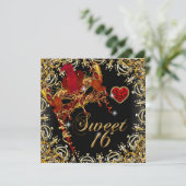 Invitation Rouge Sweet Seize Mascarade Or (Debout devant)