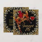 Invitation Rouge Sweet Seize Masquerade Or (Devant / Derrière)