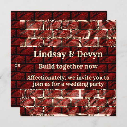 Invitation Rouge taché ou rayures sur grate ou en brique effe (Devant / Derrière)