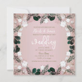 Invitation Rouge Taupe Coton Floral Feuillage Rustique Mariag (Devant)