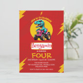 Invitation ROUGE thunder Cute dinosaur Camion agricole Annive (Debout devant)