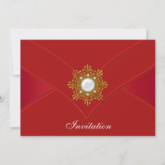 Invitation Rouge Toutes Occasions Fête Rouge (Devant)
