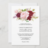Invitation Rouge Tropical et mariage romantique (Devant)