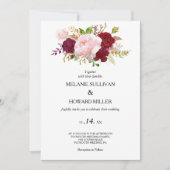 Invitation Rouge Tropical et Mariage romantique (Devant)