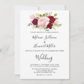 Invitation Rouge tropical et romantique Mariage (Devant)