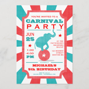 Invitation Rouge   Turquoise Carnival Party Big Top Anniversa